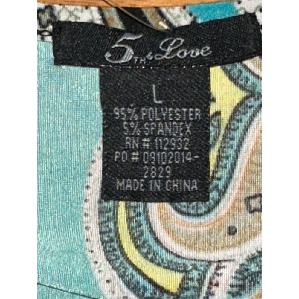 5th Love Large Turquoise Lime Green Black Printed Boho Dress Summer Vacation - Picture 9 of 13
